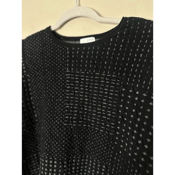 J.Jill Pure Jill Black Grey Textured Dot Print Kimono Style Oversized Sweater S - Picture 2 of 7